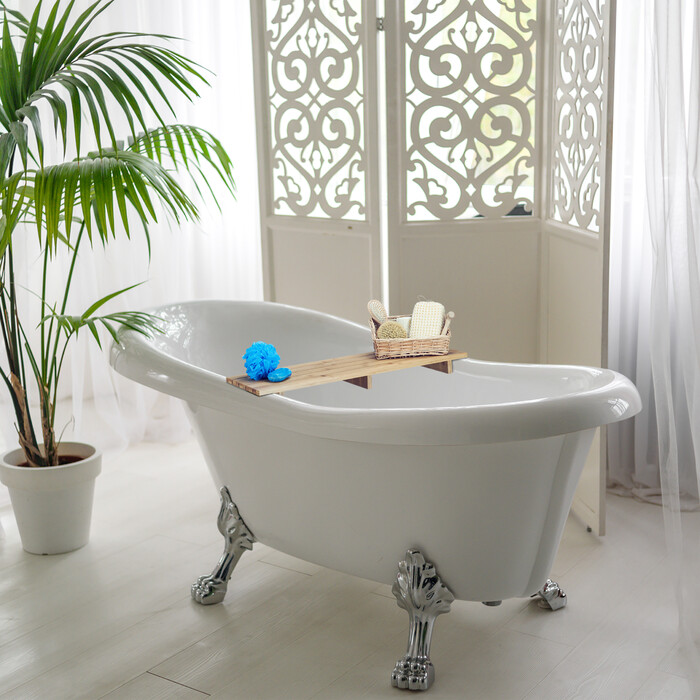 Relaxdays Bamboo Bathtub Shelf, 70 cm
