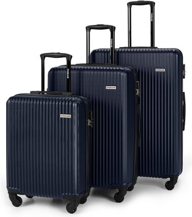 Набір валіз 3 шт: ручна поклажа, середній та великий кофр, ABS, 360° колеса, кодовий замок, телескопічна ручка (Дарк Блю)
