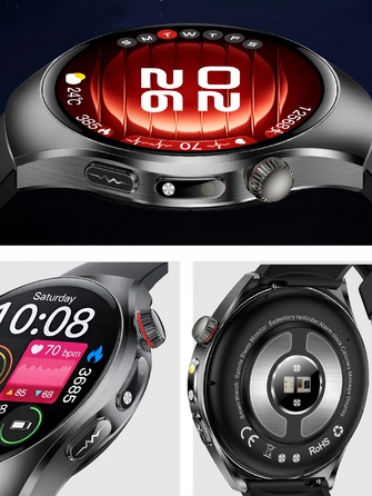 Смарт-годинник Lazird ZEGAREK з функціями ЕКГ, тонометром та глюкометром, чорний