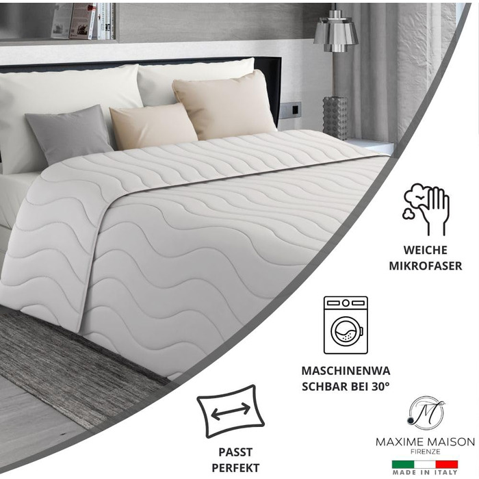 Плед для ліжка 240x260 см, двосторонній дизайн, осінь/весна (100 г/м²), стеганий, з м'якої мікрофібри, Made in Italy (білий)