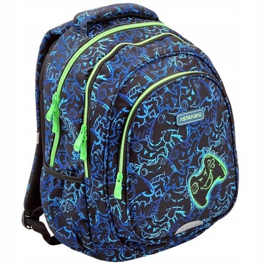 Багатовідсіковий шкільний рюкзак AstraBag (чорний, синій, зелений), 20 л