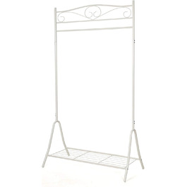 SONGMICS Vintage Style Clothes Rack Coat Stand with Clothes Rail and 2 Shelves Made of Metal 92 x 173 x 41 cm (W x H x D), Cream White, HSR07W (90 x 44.5 x 173 cm)