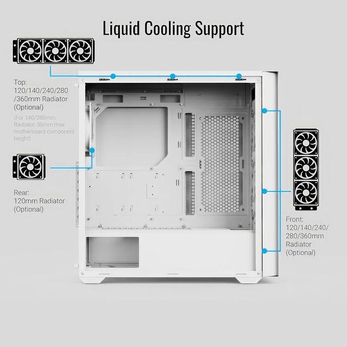 Корпус Aerocool D502A для ігрового ПК, Mid-Tower, Mesh-панель, 4 RGB-вентилятори, підтримка ATX/Micro-ATX/Mini-ITX, скляна бічна панель (білий)