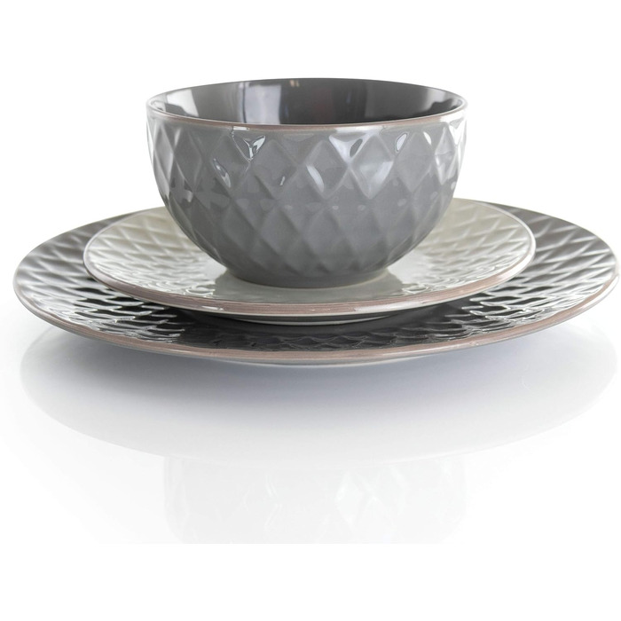Набір посуду Elama Tahiti з каменю, 16 предметів, сірий та перламутровий