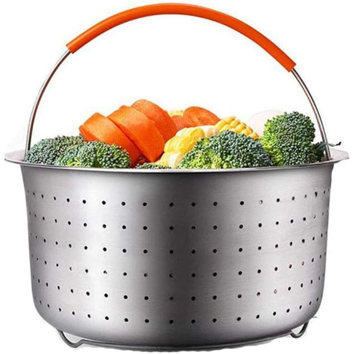 Корзина для приготування на пару з нержавіючої сталі, аксесуар для Instant Pot, з силіконовою ручкою. Підходить для приготування овочів, фруктів та яєць.