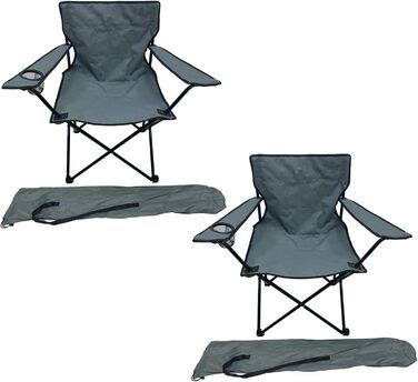 Крісло для риболовлі, стільчик для кемпінгу, складне крісло рибалки, режисерське крісло, темно-сірий, з підстаканником та сумкою