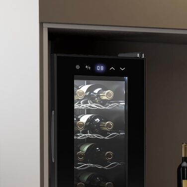 Cecotec Bolero Grandsommelier 830 Coolcrystal 8-Bottle Wine Refrigerator - Thermoelectric Cooling, Adjustable Temperature (8-18°C), Touch Control, LED Interior, Eco-Friendly Gas