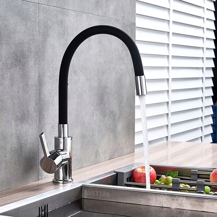 Кухонний змішувач Granite Sink, чорний з сріблом