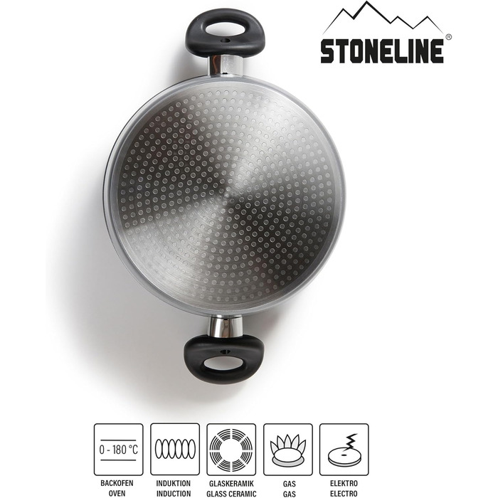 Каструля STONELINE з антипригарним покриттям з гранітними частинками, 24 см, 4.5 л, для всіх типів плит, включаючи індукцію та духовку, сірий колір