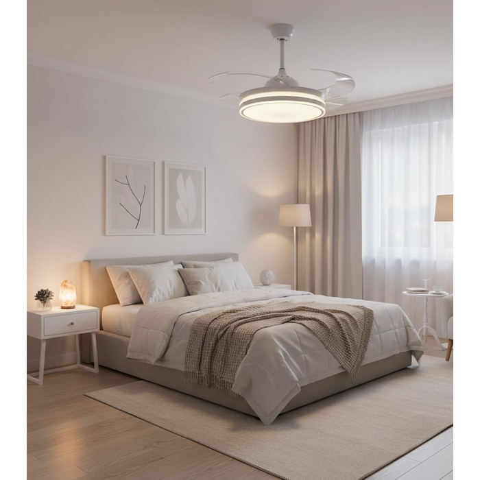 Вентилятор стельовий Bel Air Asgard 108 см з LED, DC-мотор, пульт, 3 режими, білий MINI