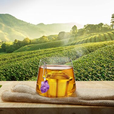 T-Ei for loose tea, 6 sets, loose leaves, tea strainer, tea infuser, stainless steel tea ball for loose tea holder, tea mesh strainer, tea filter with drip trays and pendants