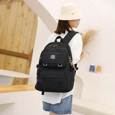 Шкільний рюкзак для дівчаток-підлітків: стильний, водонепроникний, для 3-9 класу. Великий дитячий рюкзак для школи та подорожей, блакитний (8529# Чорний)