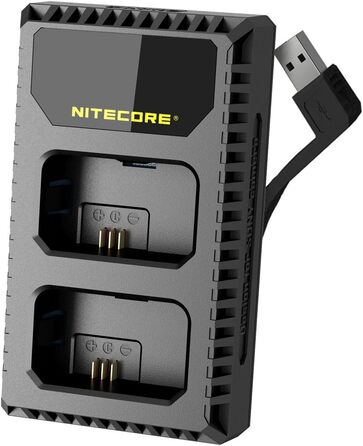 Зарядний пристрій Nitecore USN1 для Sony NP-FW50 з індикатором та USB, чорний