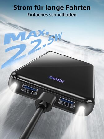 Power Bank 26800mAh з швидкою зарядкою 22,5W USB-C PD3.0 & QC4.0. Портативний акумулятор для iPhone, Galaxy та інших пристроїв. LED дисплей, чорний