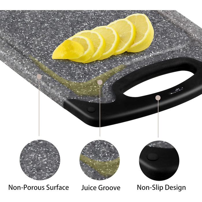 Набір з 3-х обрізних дощок Famiry: пластик, антиковзаюча поверхня, з ручкою, сафтові канавки, BPA-free, придатні для миття в посудомийній машині