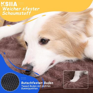 KSIIA Orthopedic Dog Bed for Large Dogs, XL Washable Dog Cushion Fluffy Dog Mat Dog Mattress with Removable Cover in 105x70x8cm (L 120 x W 75 x H 9 cm, Praline)