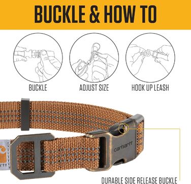 Carhartt Fully Adjustable Nylon Webbing Dog Collars, Reflective Stitching for Visibility, Coral Red (Nylon Webbing), Size L (Light Moss (Nylon Webbing), Medium)