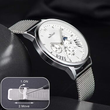 Чоловічий годинник Mode Herren Uhren: водонепроникний аналоговий кварцовий годинник з нержавіючої сталі та сітчатим ремінцем