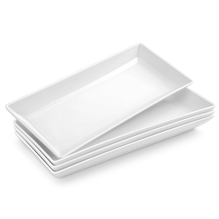 MALACASA Набір сервірувальних тарілок з порцеляни, 4 шт., 30 x 18 см, білий