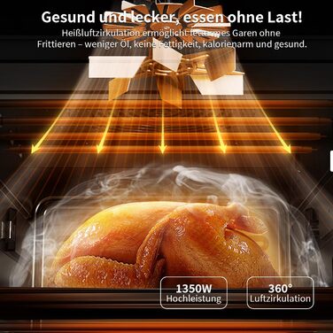 Фритюрниця Chefio HeißluftFritteuse: 12 літрів, 1350W, з вікном, без олії, 10 програм, FD-1015B, сіра