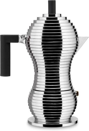 Кавоварка Alessi Pulcina, чорна, алюміній, 5.4 x 14.5 x 33.5 см, на 6 чашок