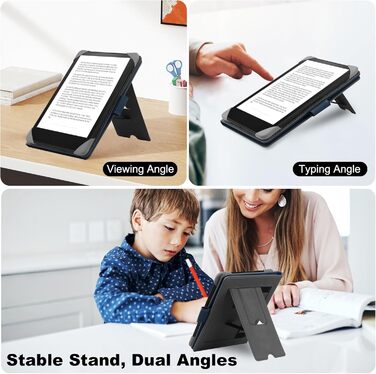 Чохол для Kindle, Kobo, Pocketbook, Tolino, Sony eReader (6.8'') з підставкою, шкіра, блакитний