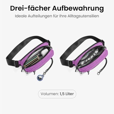 Сумка-слінг tomtoc Anti-Diebstahl 3.5L з RFID-захистом для Switch, iPad mini | Водовідштовхувальна | для чоловіків та жінок | EDC, подорожі, повсякденне використання | X-pac Lila