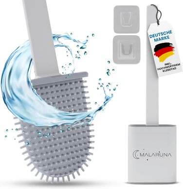 Силіконова щітка для унітазу - комплект для кріплення на стіну, гнучкий гігієнічний насадок, чорний, білий, сірий колір, щітка для туалету