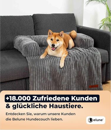 Диванчик для собак Belune Deluxe - миючий, плюшевий, для собак маленьких та середніх порід (темно-сірий, S - 80x78 см)