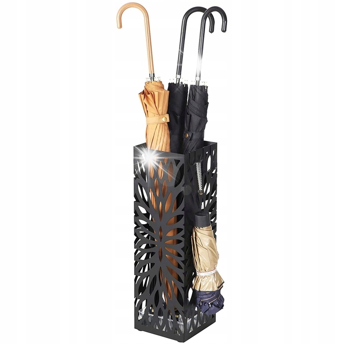 Сучасна ажурна підставка для парасольок LOFT, чорний метал, 49 см