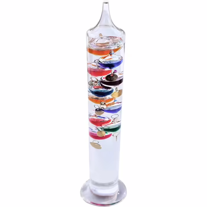 Large 44cm tall freestanding Galileo thermometer in gift packaging