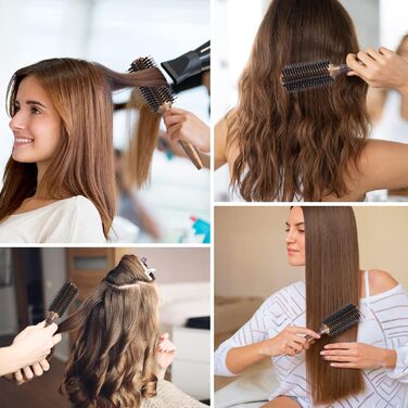 Кругла щітка для розчісування та укладки волосся з щетиною дикого кабана та нейлону, професійна щітка для створення локонів, діаметр 40 мм/70 мм (також доступна 30 мм/60 мм)