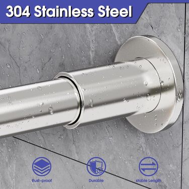 Регульована кутова штанга для душу L-Form, 68–96 см × 68–96 см, нержавіюча сталь, вологостійка та антикорозійна, з 12 кільцями та комплектом кріплень, срібна