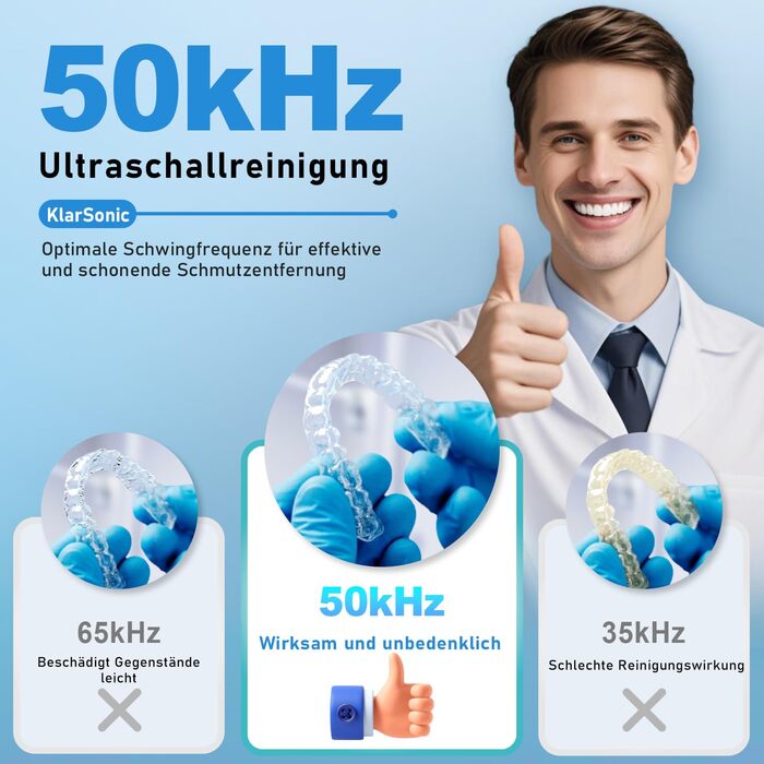 Ультразвуковий очищувач для стоматології 50kHz, 250мл з УФ-лампою (6 ламп) для брекетів, кап, ретейнерів, зубних протезів, елайнерів та ювелірних виробів, чорний