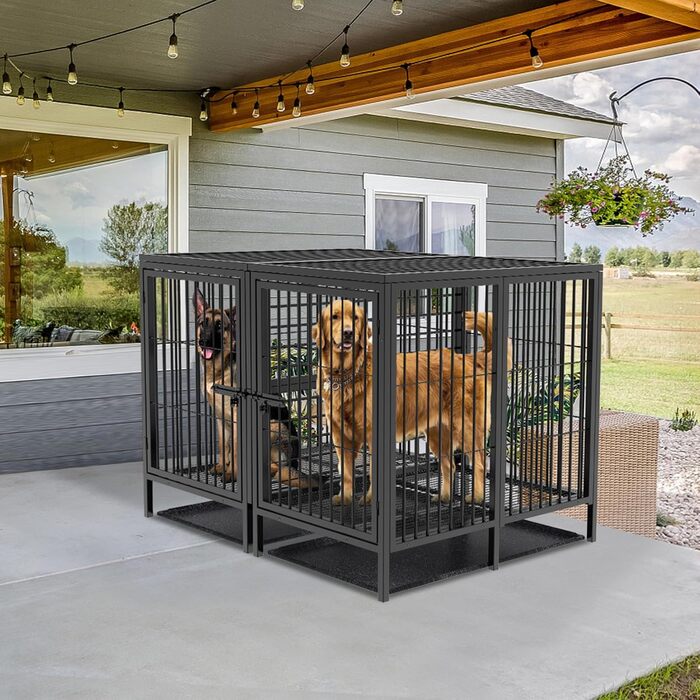 Кіяж для собак BingoPaw XXXL: міцна переносна клітка-вольєр для великих собак, 130x100x100 см, з подвійним доступом та піддоном