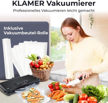 KLAMER Vakuumierer Classic Pro 80 (2024) - Професійний вакуумний пакувальник для продуктів (2024), чорний