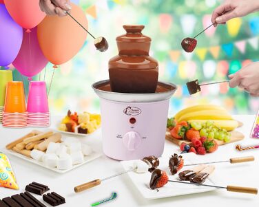 Шоколадний фонтан Bestron з 3 ярусами, рожевий, 60 Вт, з підігрівом
