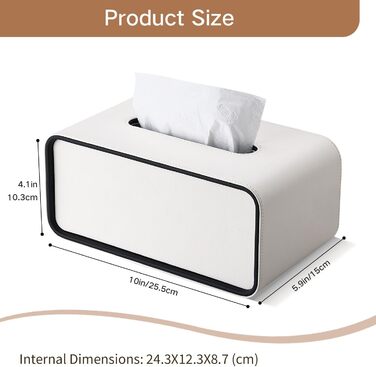 Скріпка для серветок GORESE, шкіряна, квадратна, біла (25.5 x 15 x 10.3 см)