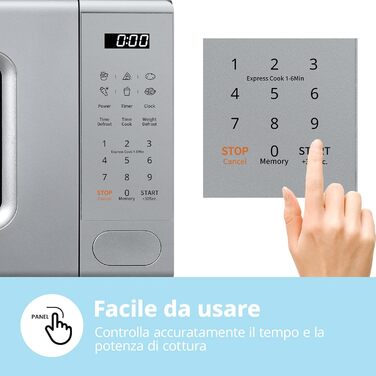 Мікрохвильова піч COMFEE' Digitale, 20 л, 700 Вт, 11 рівнів потужності, 6 меню, функція розморожування та пам'яті - сіра - CM-E202CC(GR)