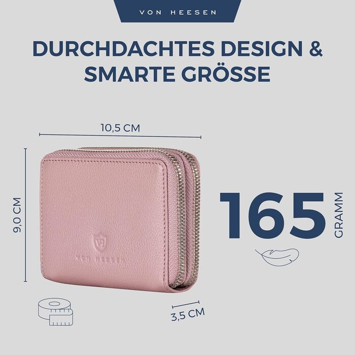 VON HEESEN Leather Wallet with RFID Blocker - Wallet for Women & Men made of Genuine Leather - Wallet with Coin Pocket - Purse for Women and Men in Lavender