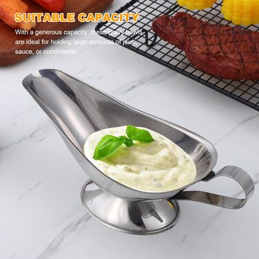 ULTECHNOVO Sauce Bowl for Sauces, 284 ml, Stainless Steel, Sauce Boat, Sauces, Milk Pitcher, Sauce Container for Warming Sauces, Salad, Dressings, Serving Bowls