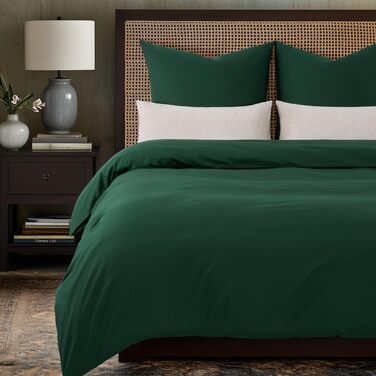Комплект постільної білизни 135x200/80x80 зелений бавовна 4-х частинний, комплект постільної білизни Salbeigrün 2x135x200 + 2x80x80, постільна білизна ÖKO-TEX Aesthetic 100% бавовна з блискавкою (темно-зелений, 2-х частинний | 155x220cm)