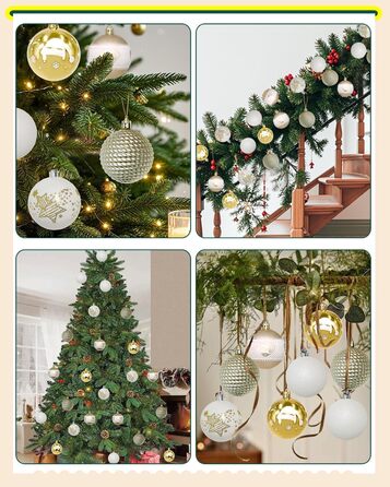 Набір 40 прикрас на ялинку, 6 см, червоно-білі, пластик, з підвісками, міцні, різні поверхні та візерунки, для внутрішнього та зовнішнього використання