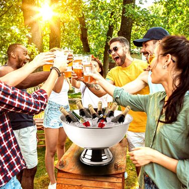 Stainless steel ice bucket design, 40 cm diameter, champagne bowl for up to 6 bottles – bottle cooler for the exquisite enjoyment of champagne, sparkling wine, wine, spirits, and beer (40, silver polished)