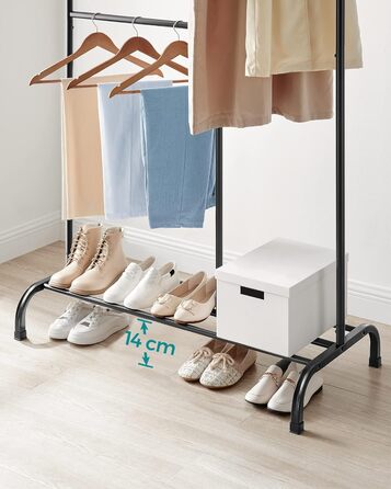 SONGMICS Clothes Rack, Clothes Rod, Holds up to 100 kg, with Adjustable Rod, for Bedroom, Living Room, Hallway, Black HSR103B01
