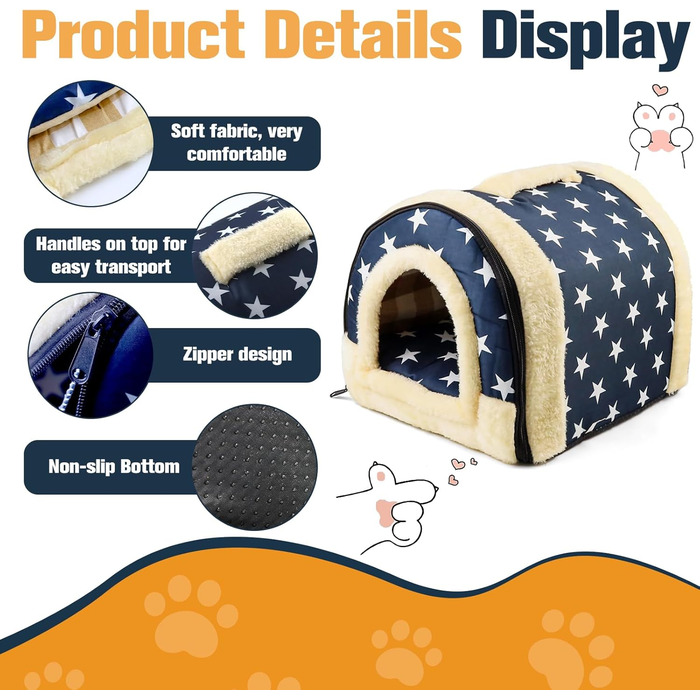Кіт Хаус Індор, Тепле Гніздо-Печера для Кітів, 2-в-1, Ліжко-Печера для Кітів та Маленьких Собак з Знімним Подушечкою, Прати, 37x32x30 см