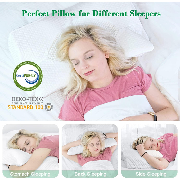 Elviros Orthopedic Cervical Pillow made of Memory Foam, Removable Ergonomic Neck Roll for Neck and Shoulder Pain, Neck Support Pillow, 56 x 11/9 x 33 cm, Silver-Gray Silver Gray 54 x 11/9 x 33 cm