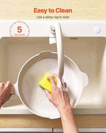 Набір посуду VEVOR індукційний 17 предметів з кришками, антипригарне покриття, для плити, кухні, кемпінгу - білий