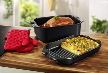 Karcher Індукційна жаровня з кришкою 2в1, алюмінієвий литий корпус, 8,7 л, з рукавицями для духовки