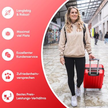 ABS валіза Hartschalenkoffer Easy Move - ергономічна, безпечна, компактна, з 360° колесами та кодовим замком. Ідеальна для подорожей. Червоний колір.